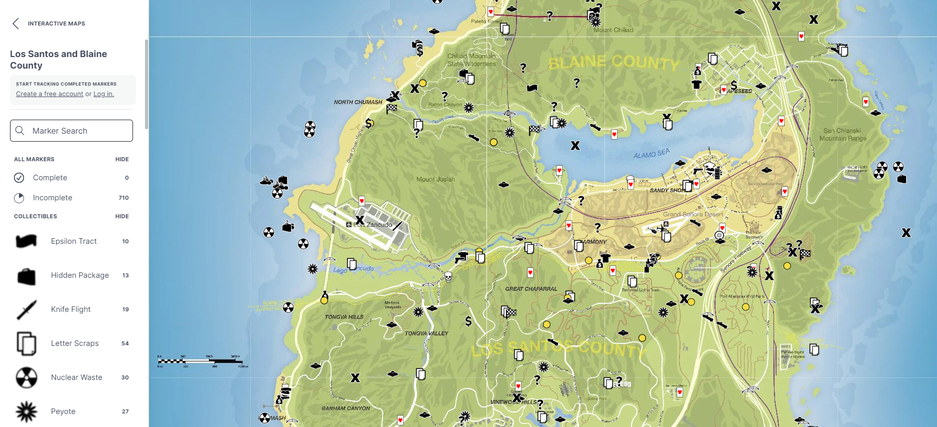 GTA 5: mapa interativo com todos os locais, itens e colecionáveis